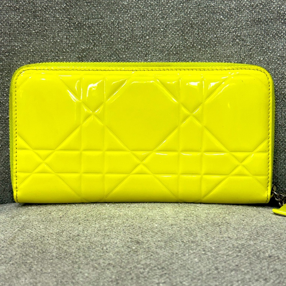 Christian Dior Patent Leather Bright Yellow Wallet VGUC - Picture 2 of 11